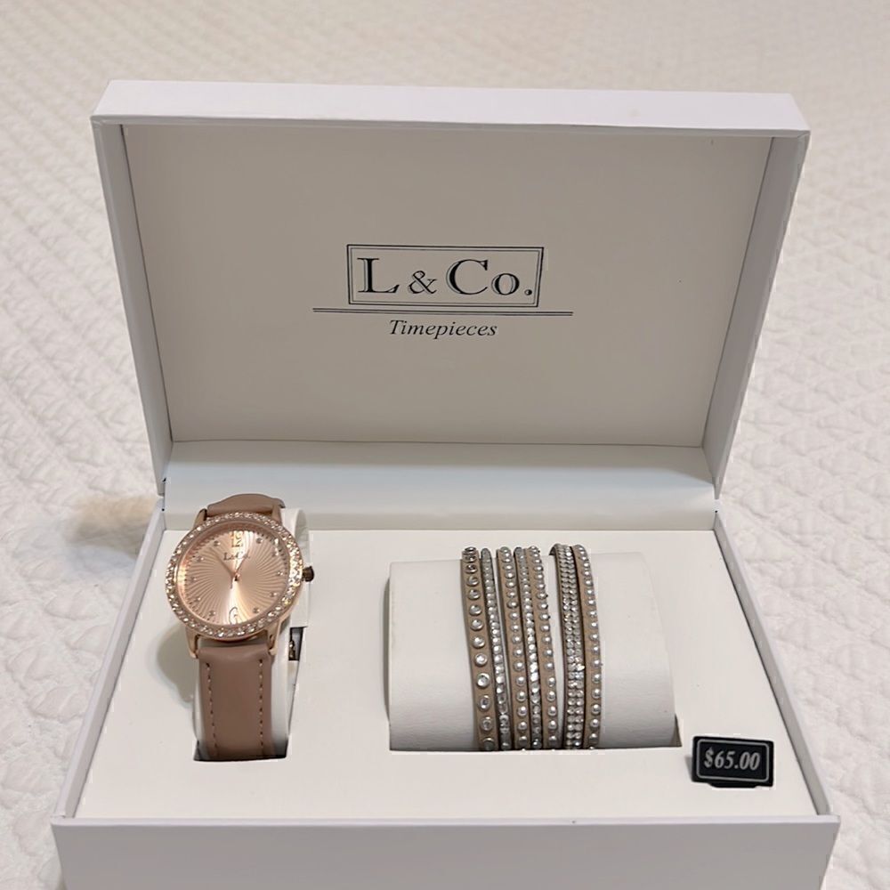 L & Co. Timepieces Watch and Bracelet Set